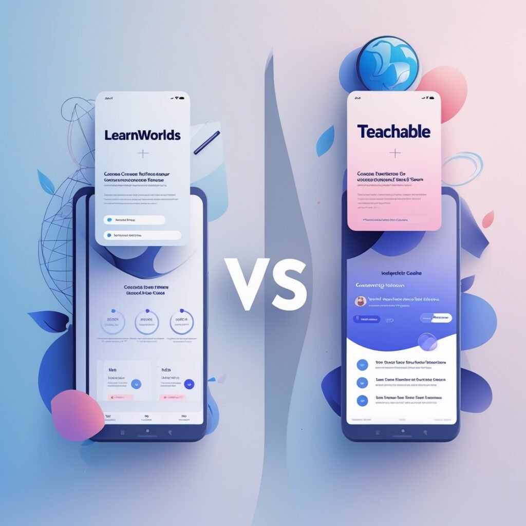 The image describes about the final comparison between the learnworlds and teachabel